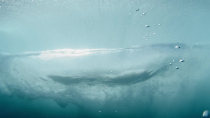 Underwater view of waves in the ocean