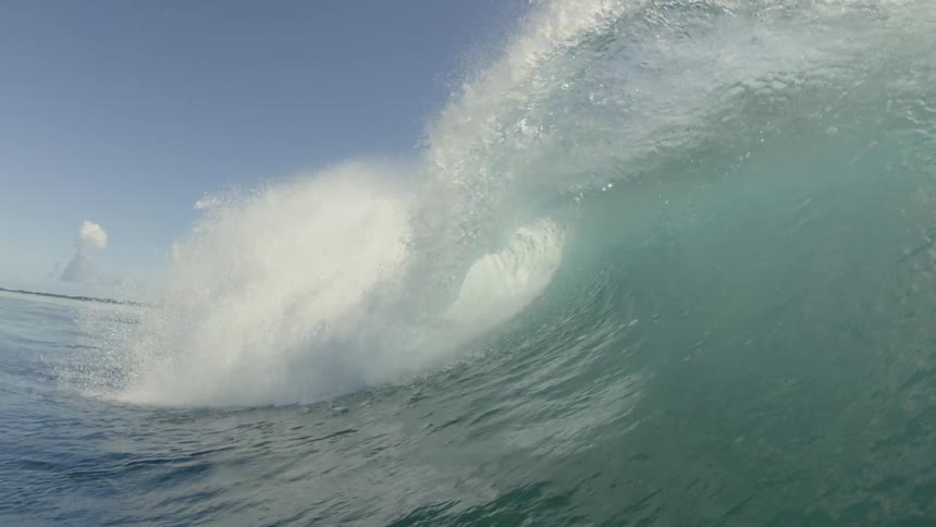 Waves crashing towards the shoreline
