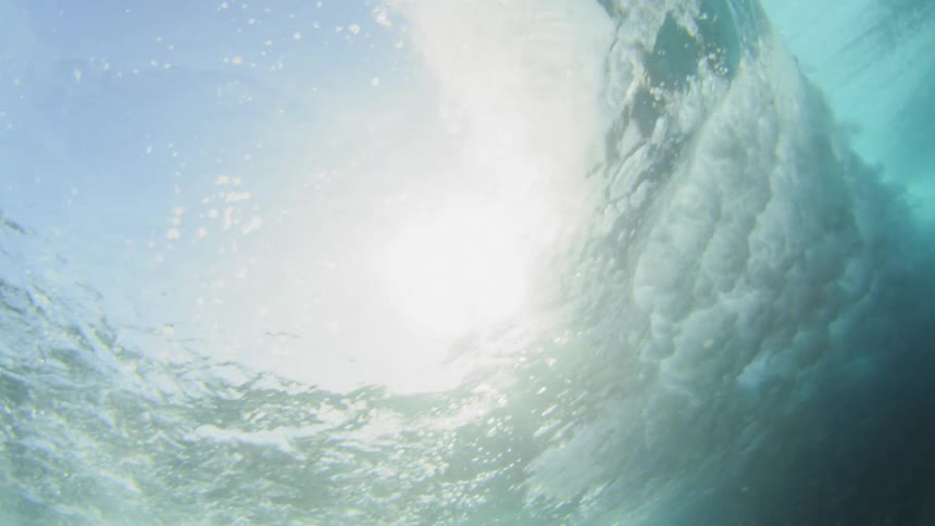 Underwater shot of waves crashing