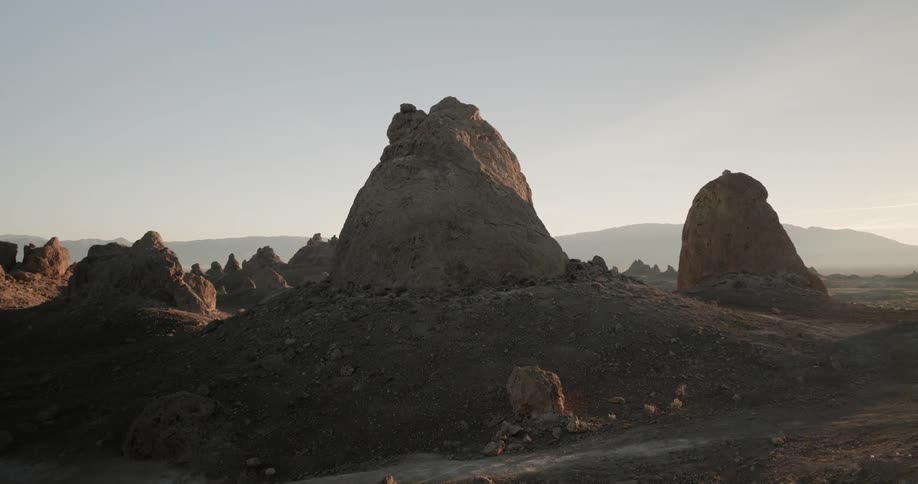 Rock formations in the badlands during the day