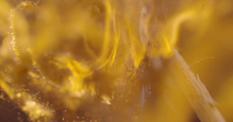 A bunch of exploding spices fly into the camera