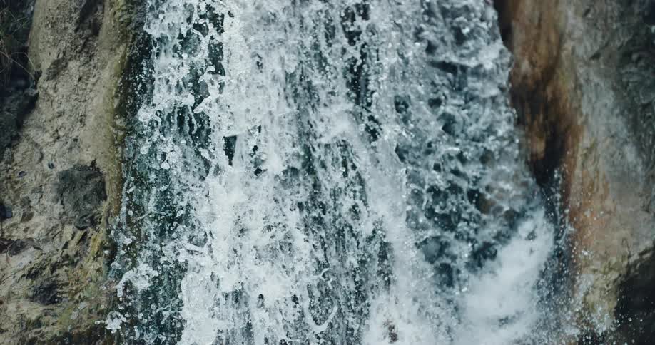 A slow motion view of a waterfall