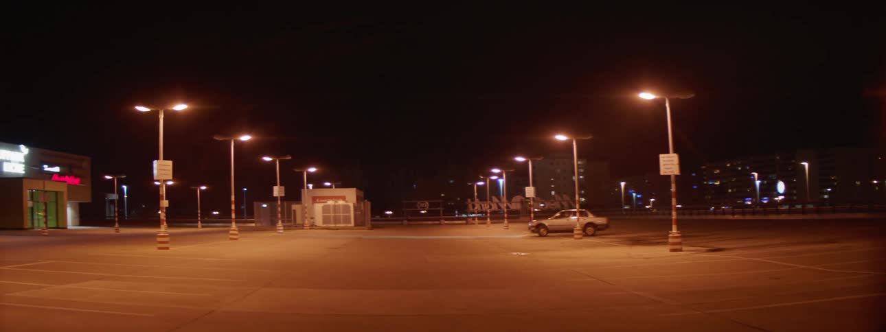 The car drives in circles in the parking lot