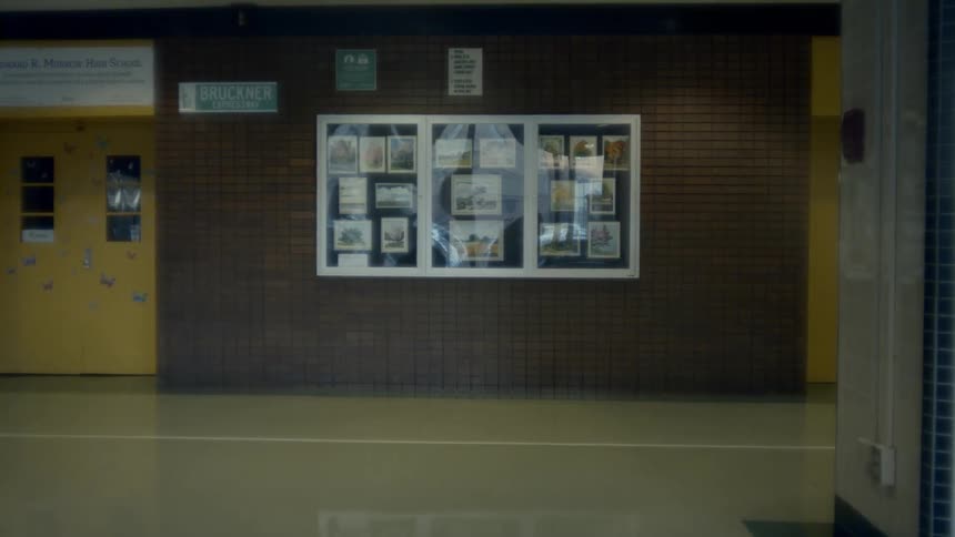 The hall in the school is empty