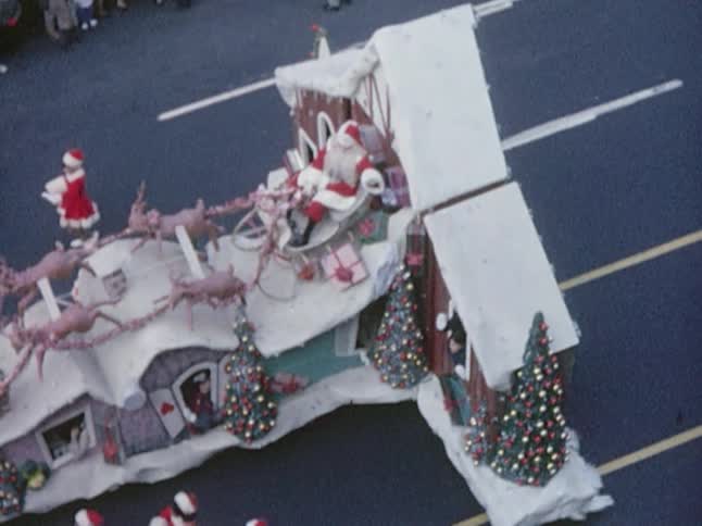 A santa float in a parade