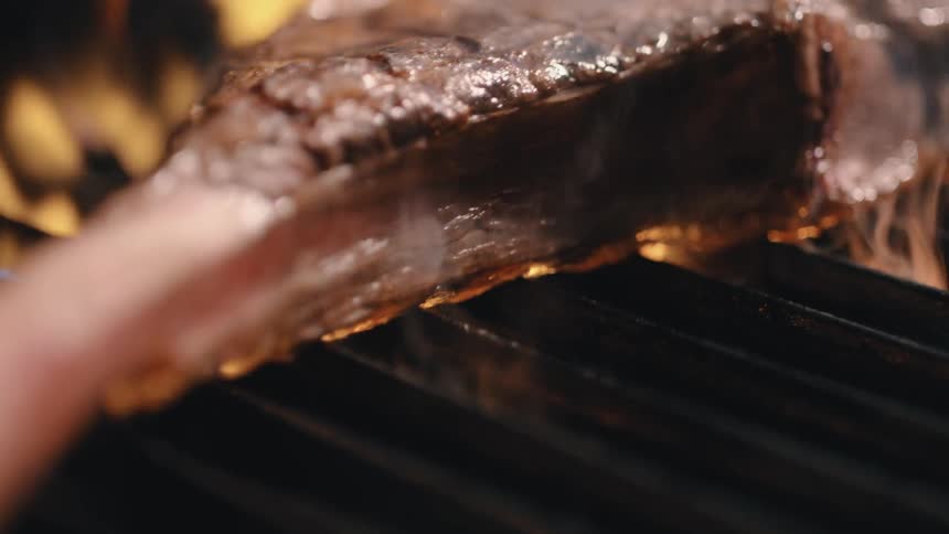 Flames over a piece of meat