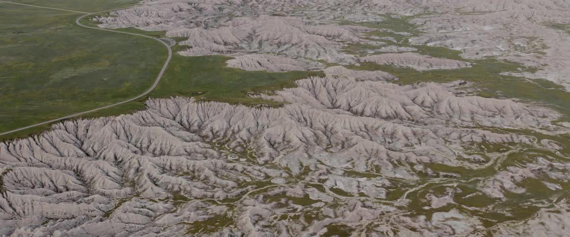 Aerial view of badlands