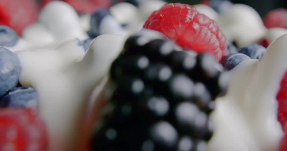 The fruit is covered with yogurt