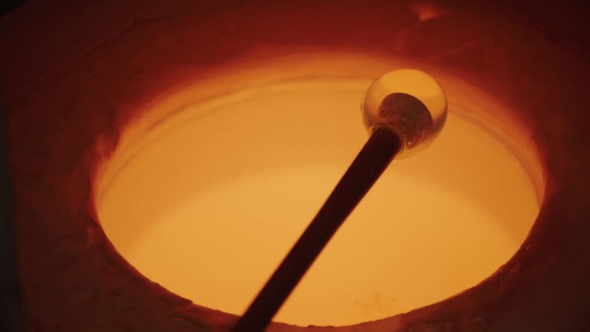 Glass being heated over a kiln