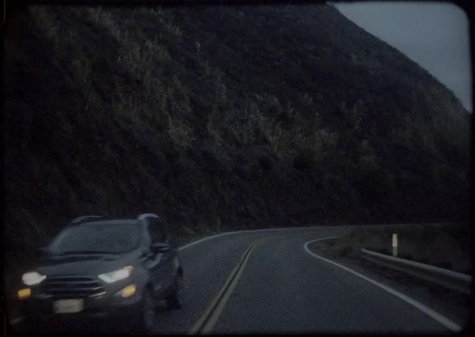 Car moves on a mountain road
