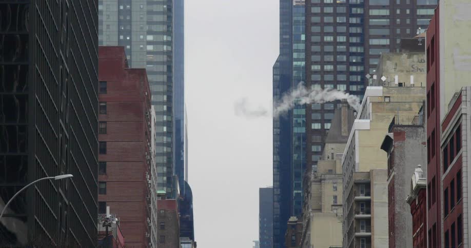 Large city buildings on a cloudy day
