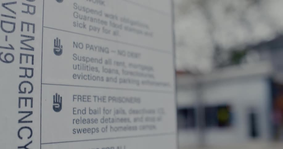 The sign lists emergency notices