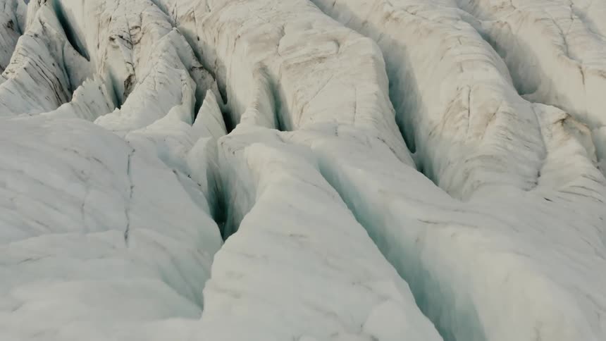 A craggy landscape covered in ice and snow