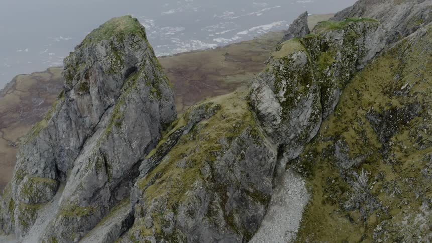 Aerial view of a cliff and the sea