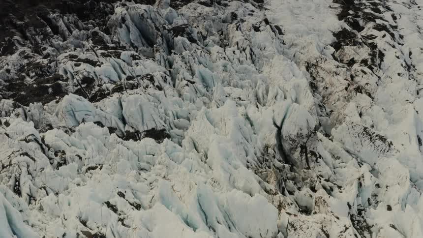 Jagged terrain covered in snow