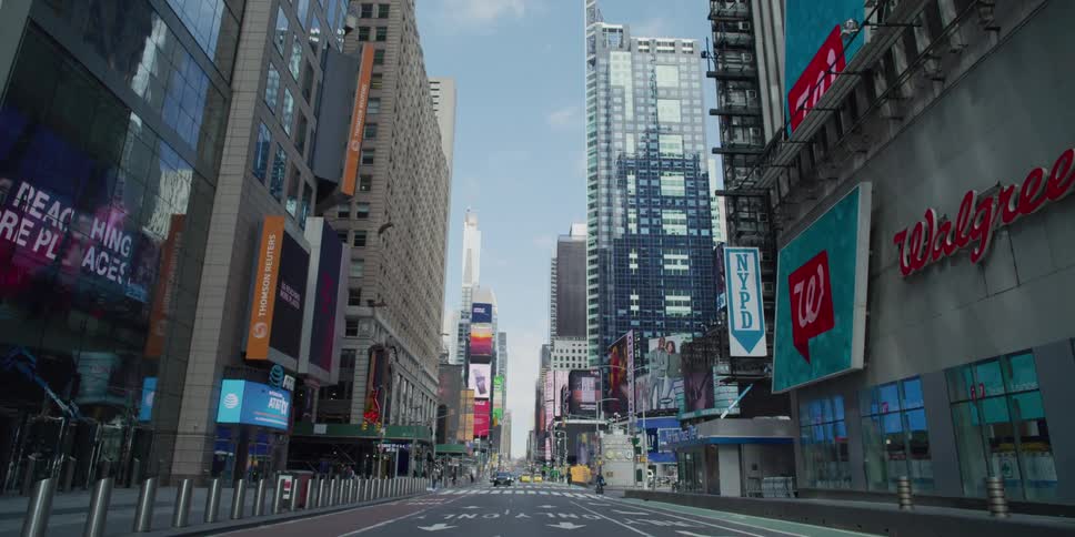 View of downtown big city street
