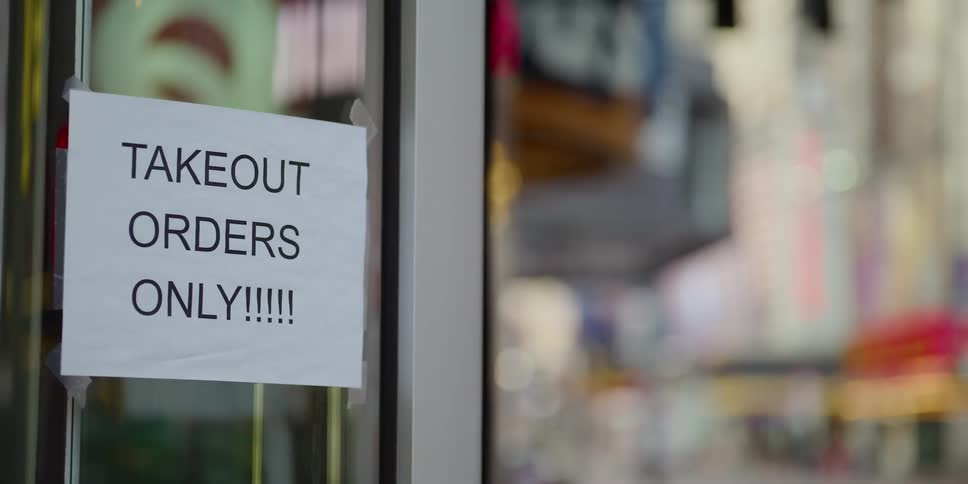 The sign on the store says takeout orders only