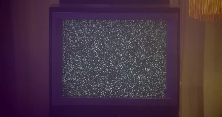 A television flashing with static