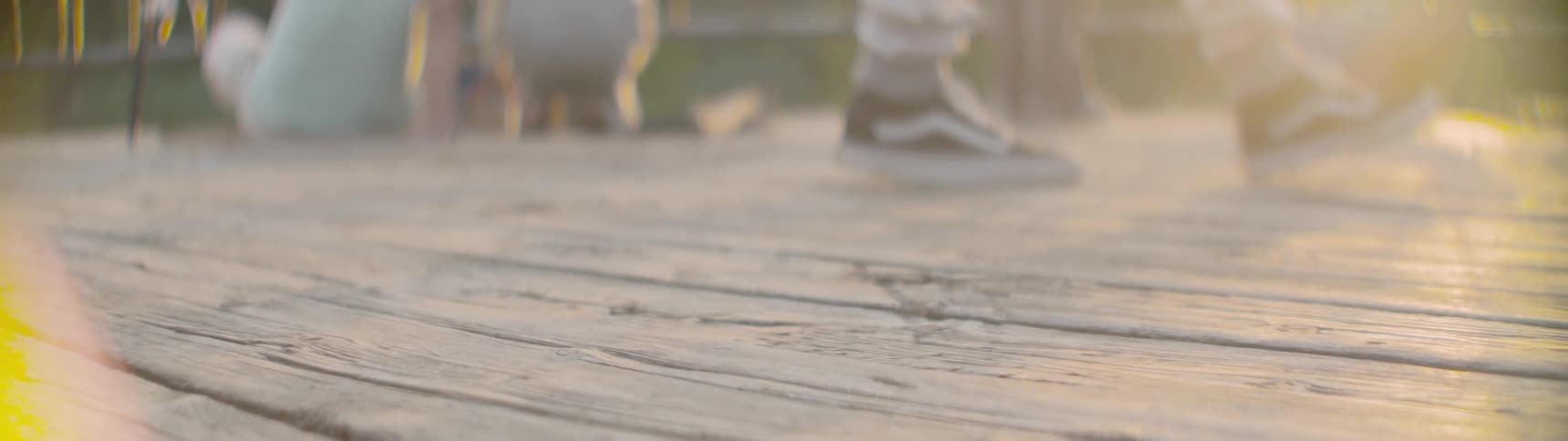 A person walks on the wood