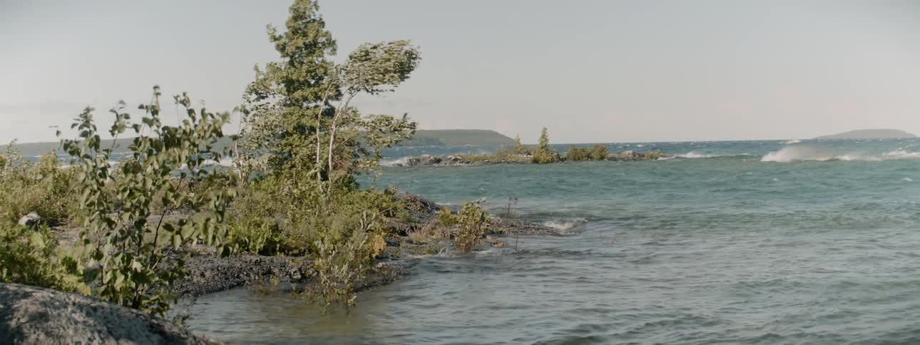 Waves crashing on a rocky shore
