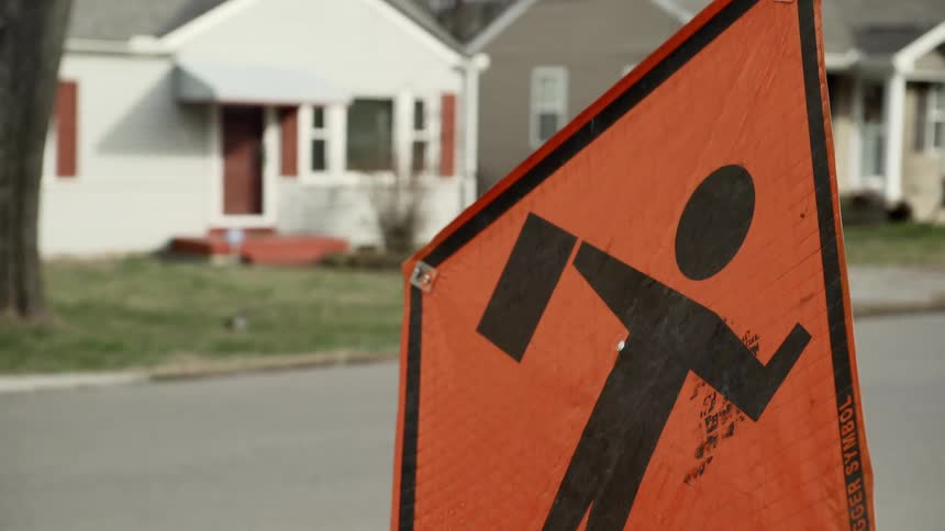 An orange flag sign