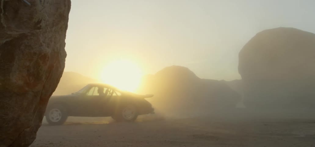 A car travels off road