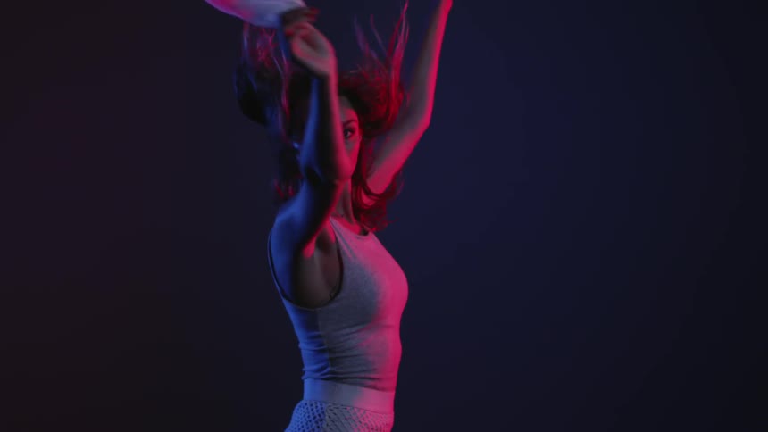 Girls In Studio Dancing With Fabric