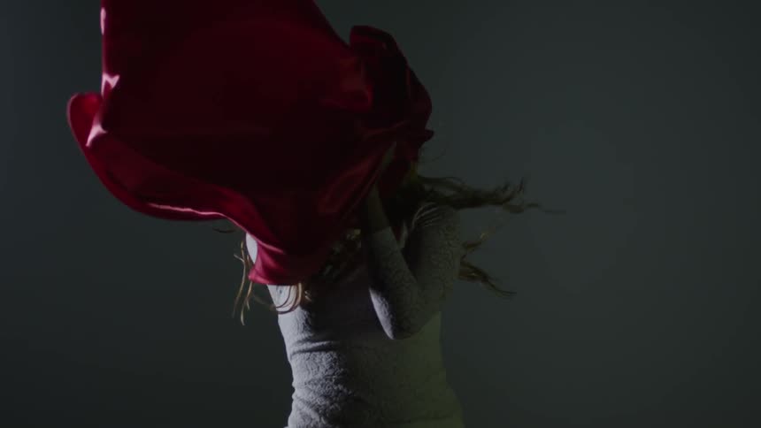 Girls In Studio Dancing With Fabric