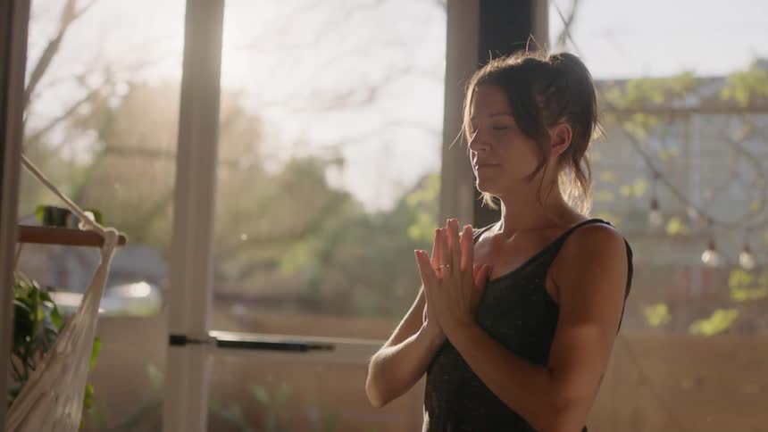 A woman stretches
