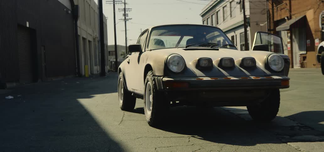 Sports car parked on small town street
