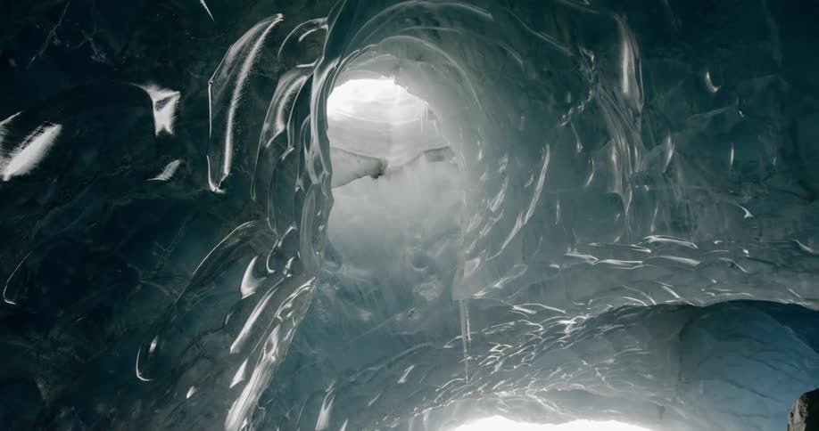 Opening in the ice sits leads to the outside