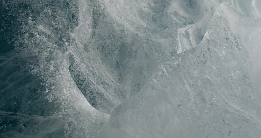The ice below has sharp edges