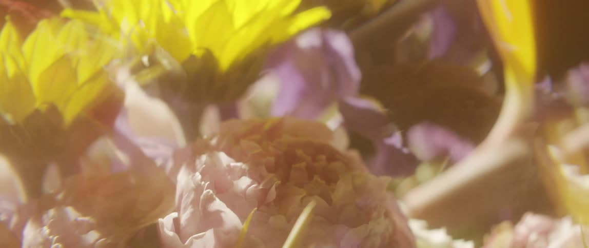 Close up of floral arrangement spiraling in slow motion