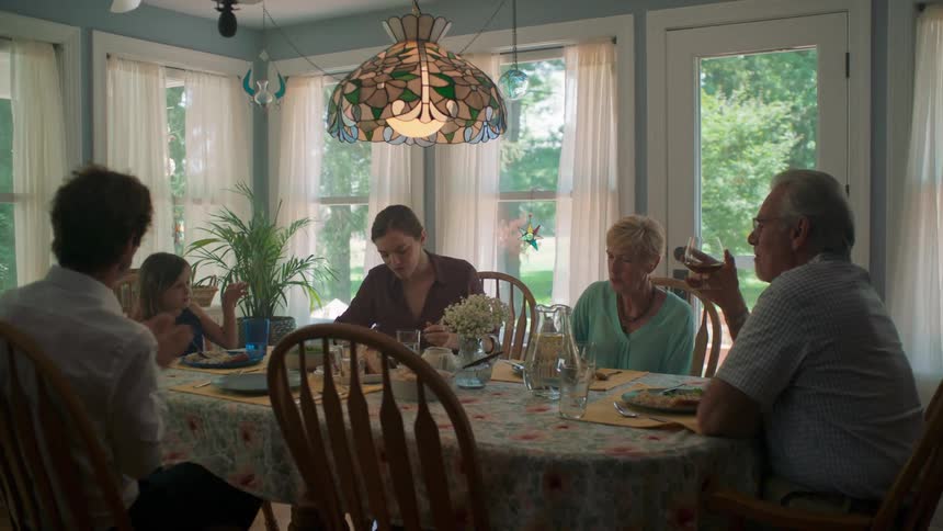 A family eating at a dinner table