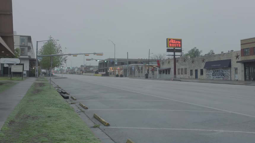 A street is empty in a small town