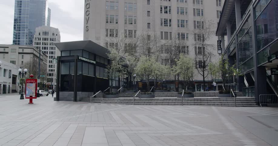 Empty building plaza on city downtown