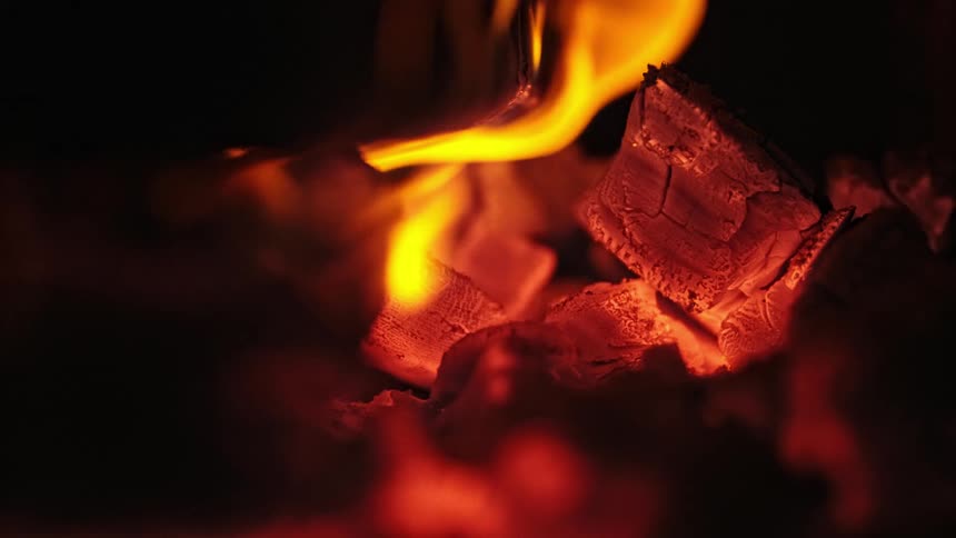 An object is on fire and theres flames