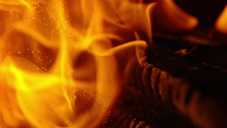 Fire burning with ashes