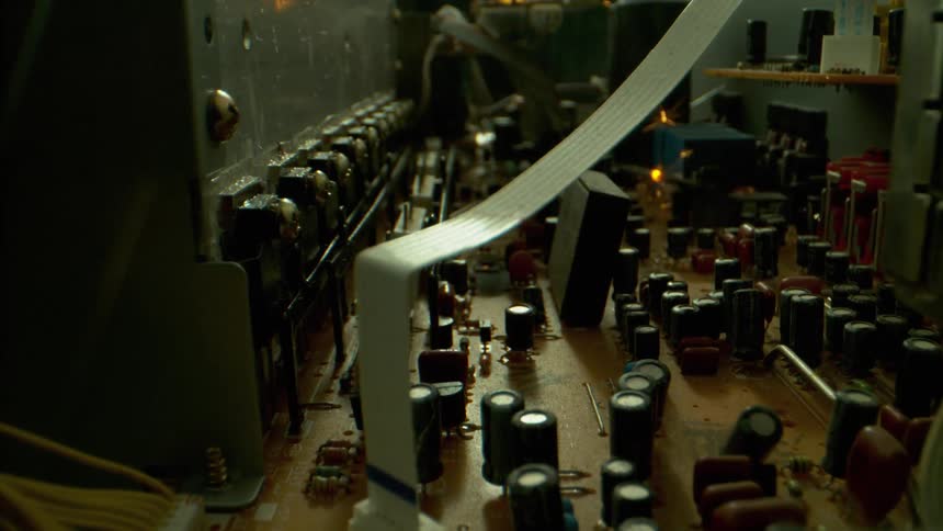 Sparks fly inside some equipment