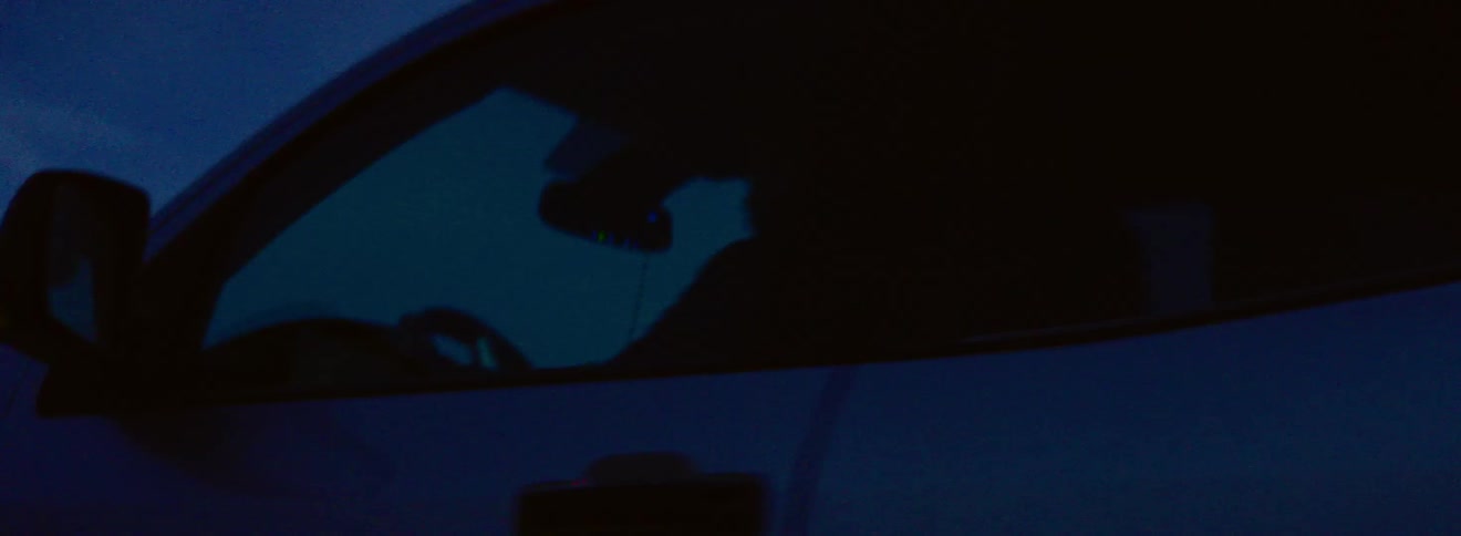 Headlights of a truck before it drives off at sunrise