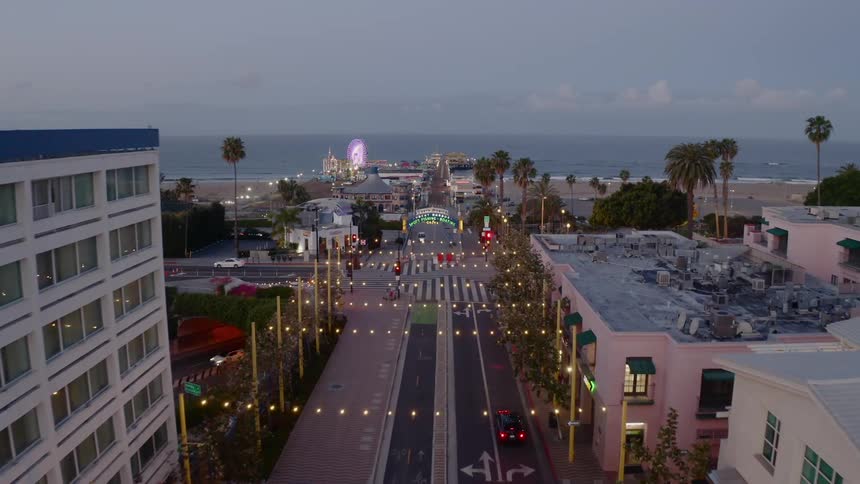 Aerial view of the entrance to the santa monica yacht harbor