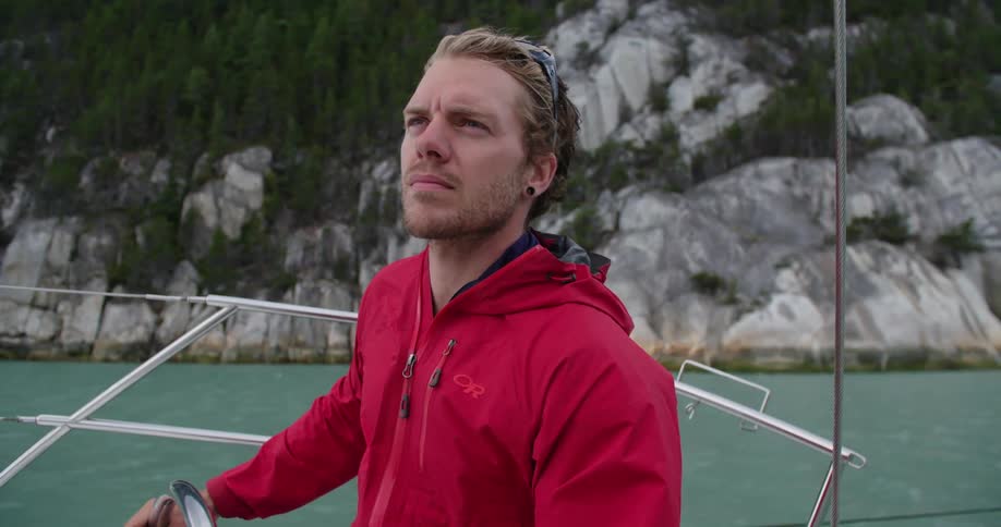 A man drives a boat