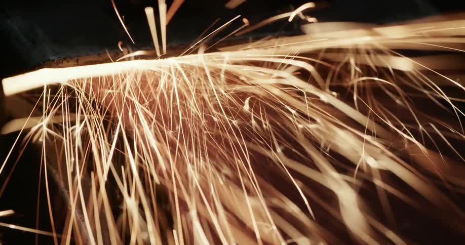Sparks fly as someone welds