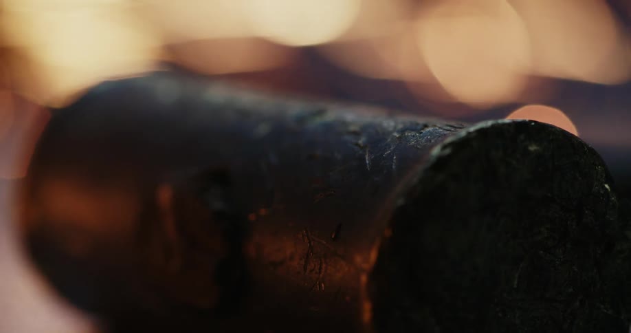 Flames against a log