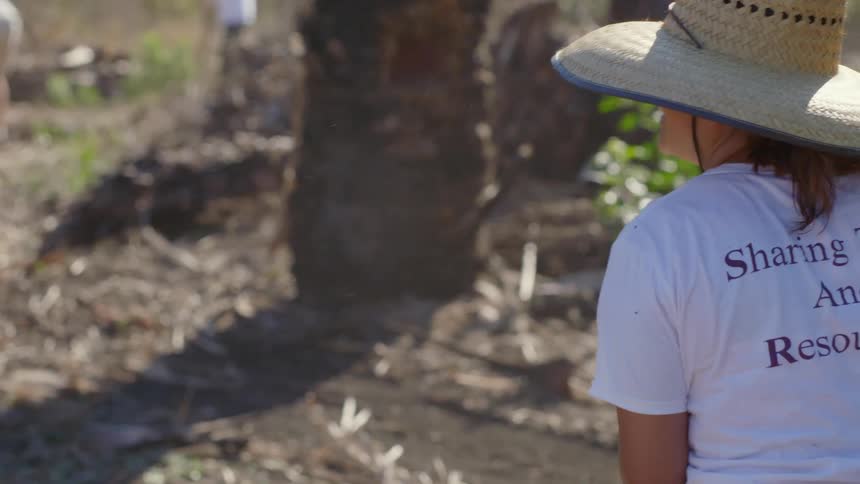 A woman does work in the dirt