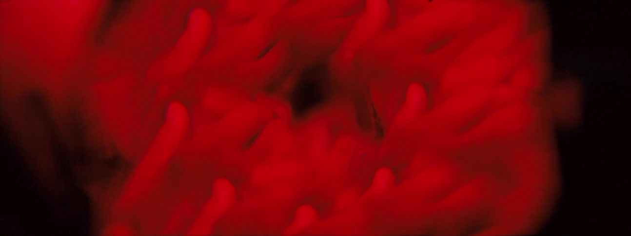 A stressed man holding and rub his face in a kaleidoscope light camera