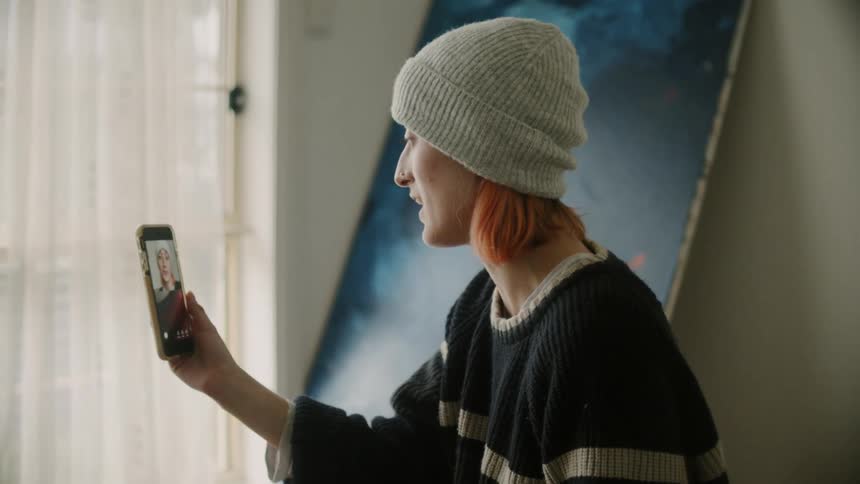 Women talk on video chat
