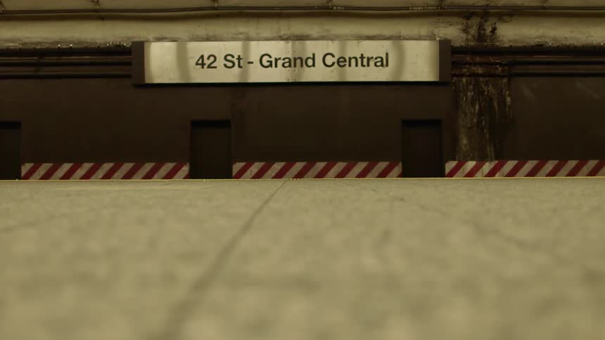 A train platform is empty in new york city