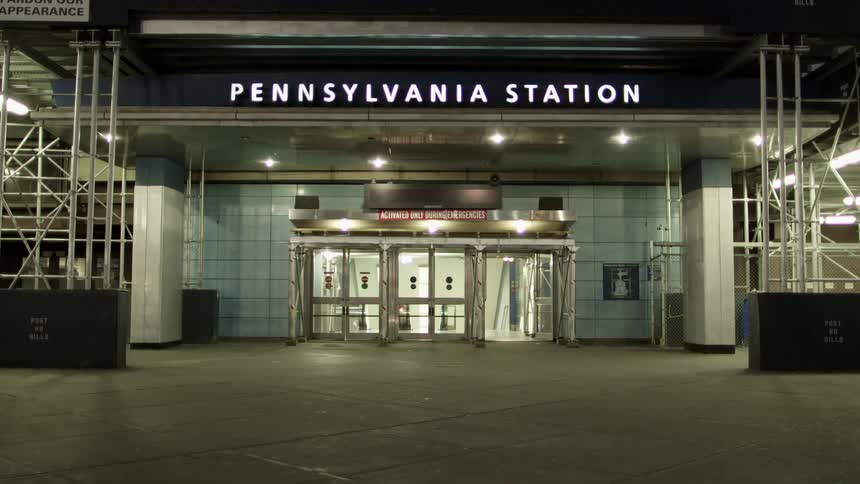 Entrance to pennsylvania station is open and empty