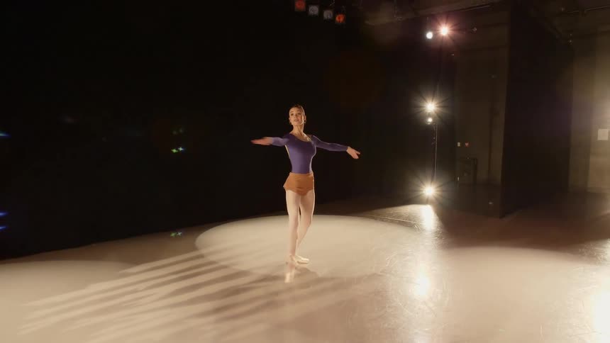 Female ballet performs ballet on the stage